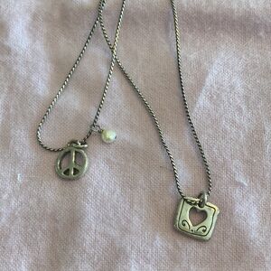 Brighton peace sign with pearl and heart pendant necklace